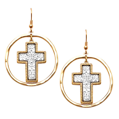 Cross Hoop Earrings