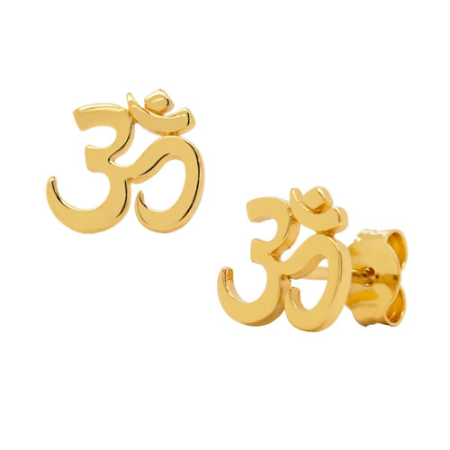yoga om stud earrings gold
