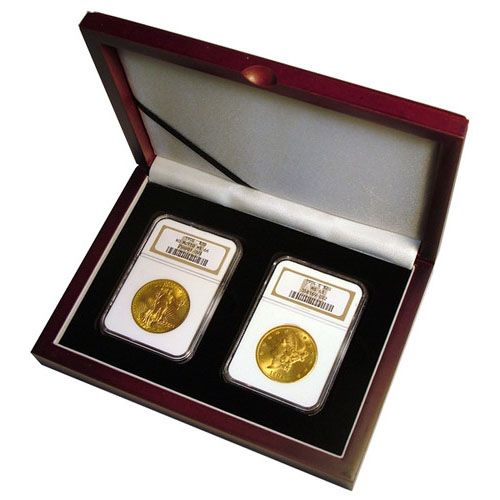 two-coin wooden box