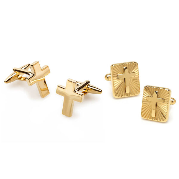 gold cross christian cufflink