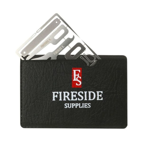 custom logo imprinted credit card survival card with leather pouch