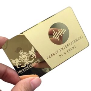 custom mirror effect gold plated metal card