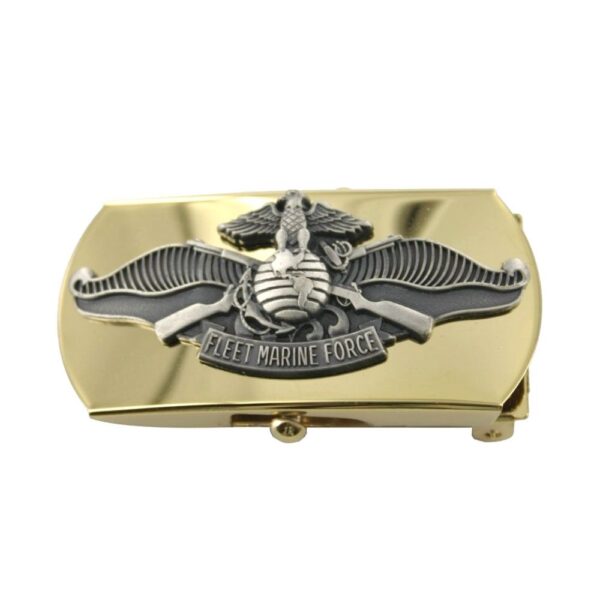 custom two tone plated military belt buckle
