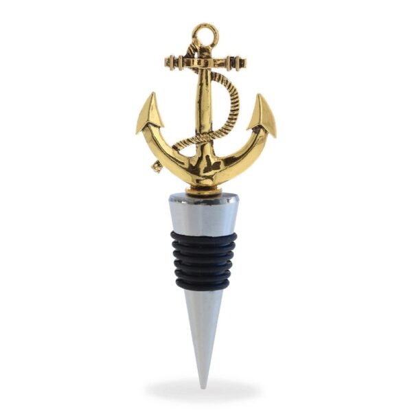 gold tone plated navy wine stopper gift