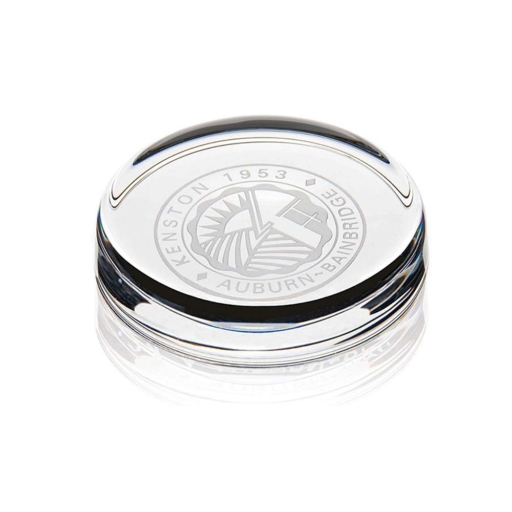 custom engraved logo lucite paperweight