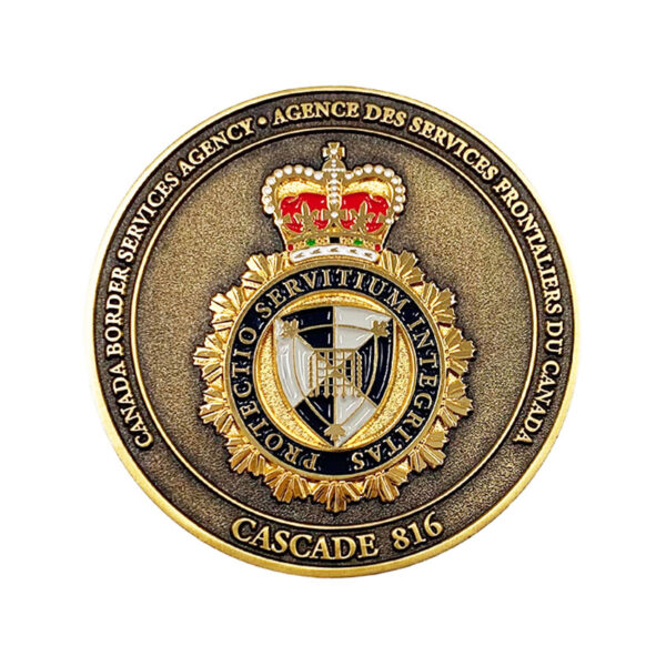 custom police coin gold w /sandblasting