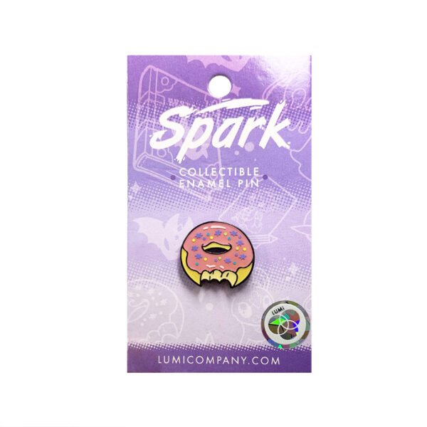 Custom colorful donut pin with paper card