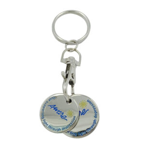 custom logo iron trolley token keyring