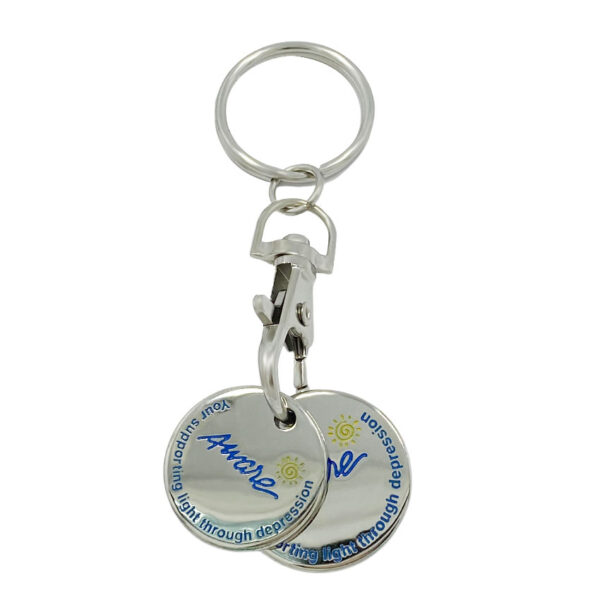 llavero de moneda con carro de hierro