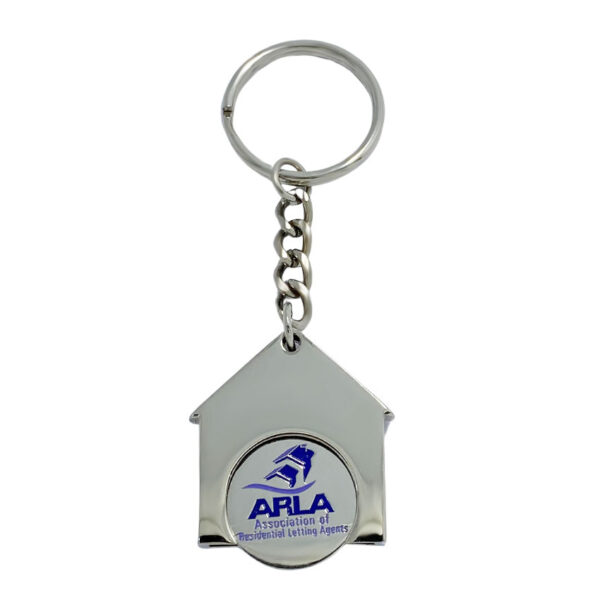 custom enamel logo house shaped trolley coin holder