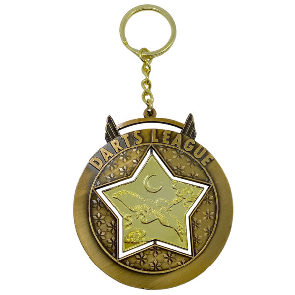 custom antique brass spinning logo keychain