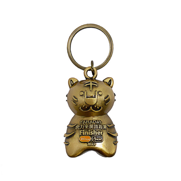 3D tiger zinc alloy key ring