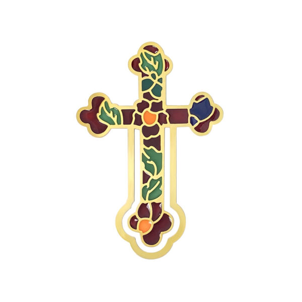 custom metal transparent enamel cross bookmark