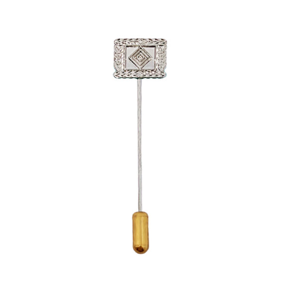 nickel finishing square diamond and leaf logo stick pin
