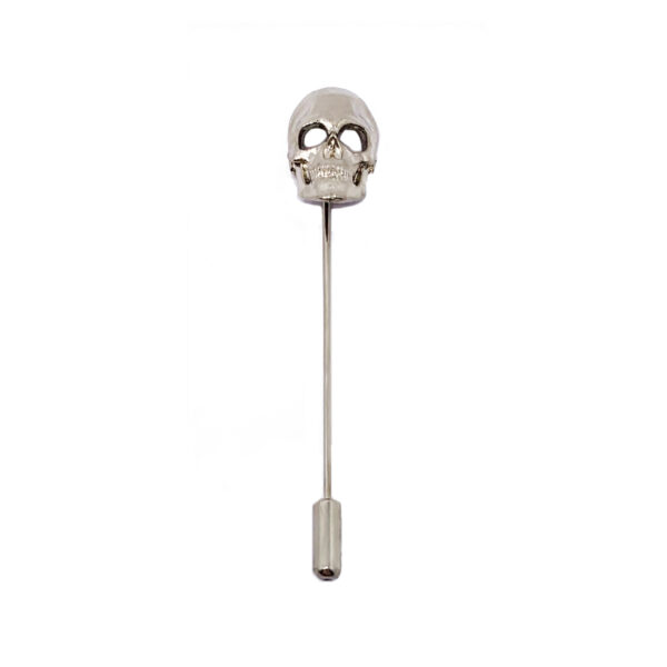 zinc alloy metal stick pin skull shape nickel finishing