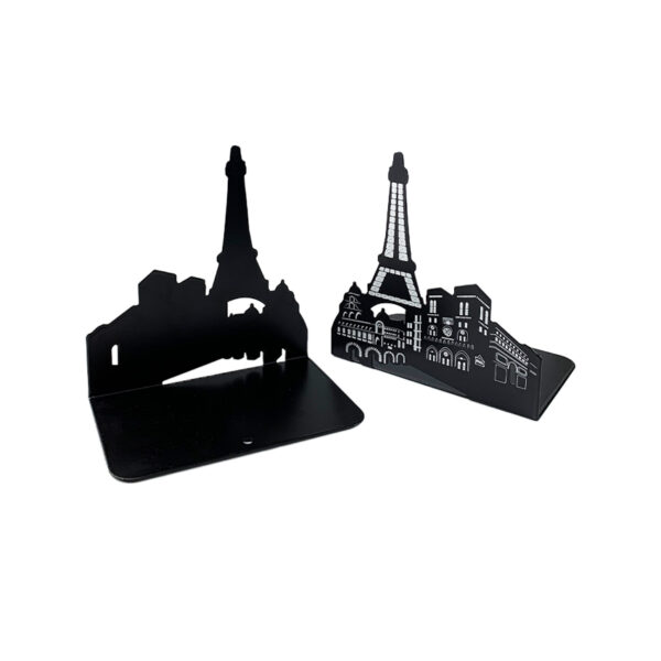 paris shape silkscreen printing design metal bookend