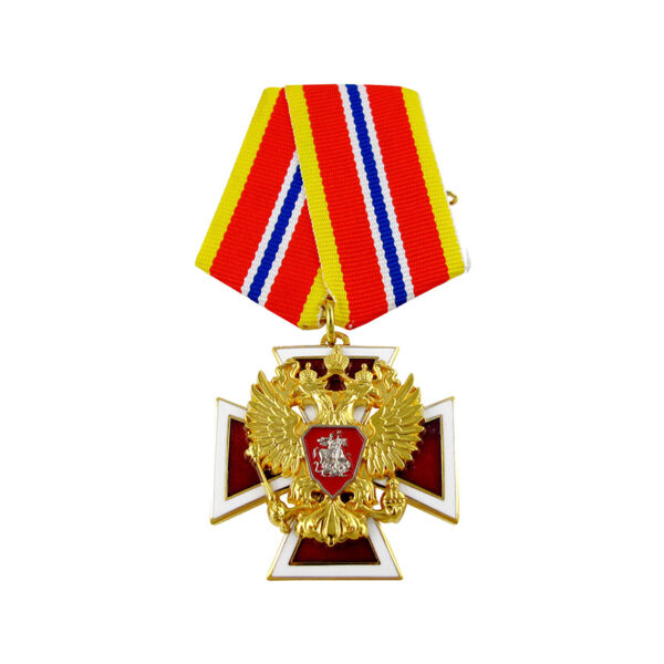 custom double medal cross and zinc alloy gold finishing