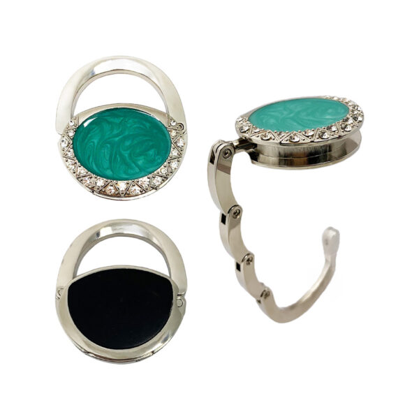 custom bag hanger green enamel front and back