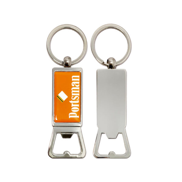 custom logo epoxy covering bottle opener keyring