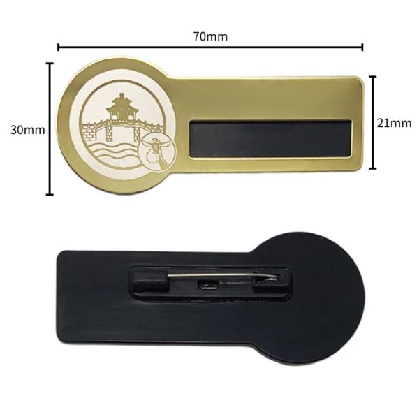 gold finishing metal nameplate with pin