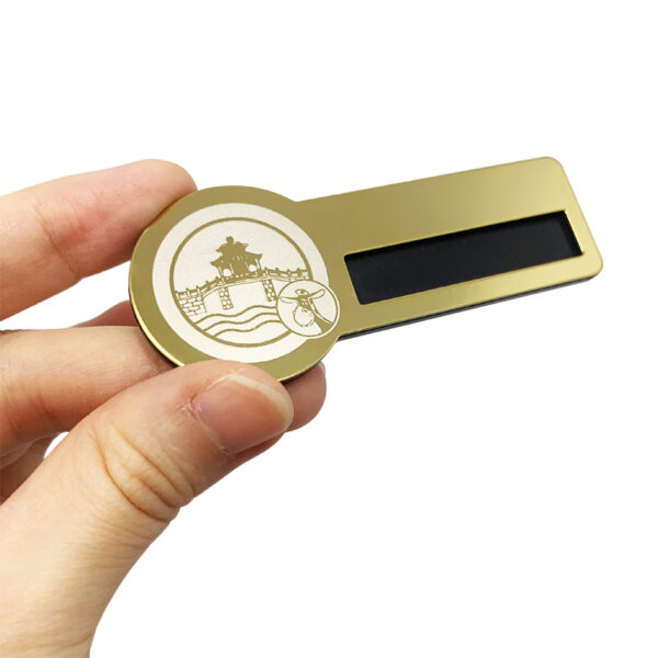 aluminum name badge custom logo printed
