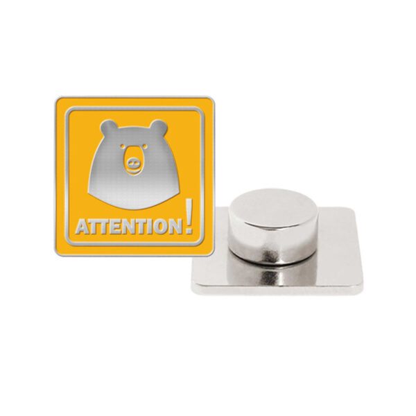 attention bear road sign enamel lapel pin