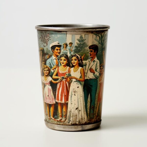 custom vintage printed metal souvenir shot glass cup