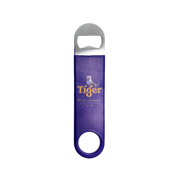 steel bottle opener dark purple with personalized logo