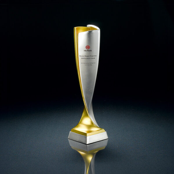 metal trophy nickel and gold finishing