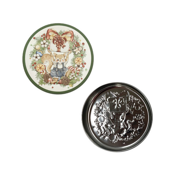 tin box lid custom embossed logo front and back