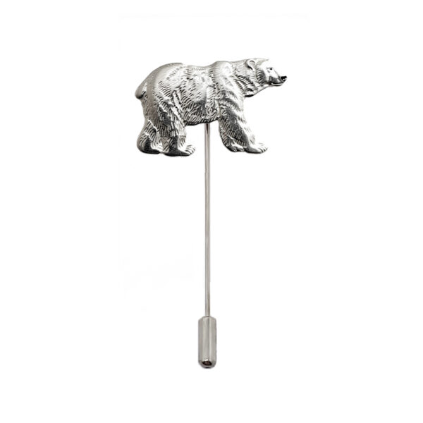 custom sterling silver stick pin polar bear 3D