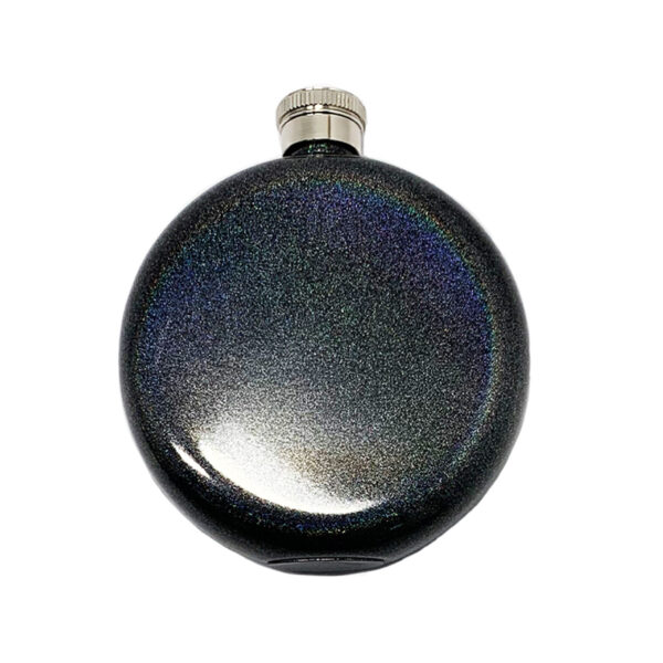 custom round hip flask rainbow flake plating