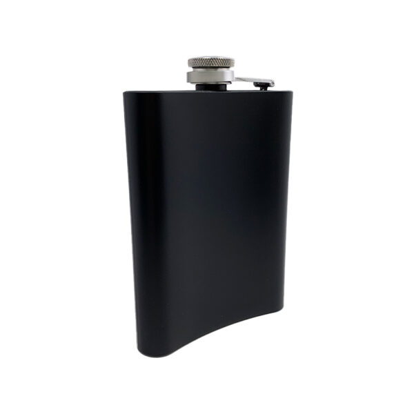 black 8oz square hip flask stainless steel