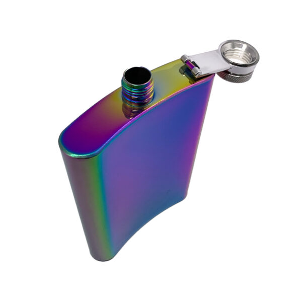 square hip flask stainless steel 8oz rainbow finishing