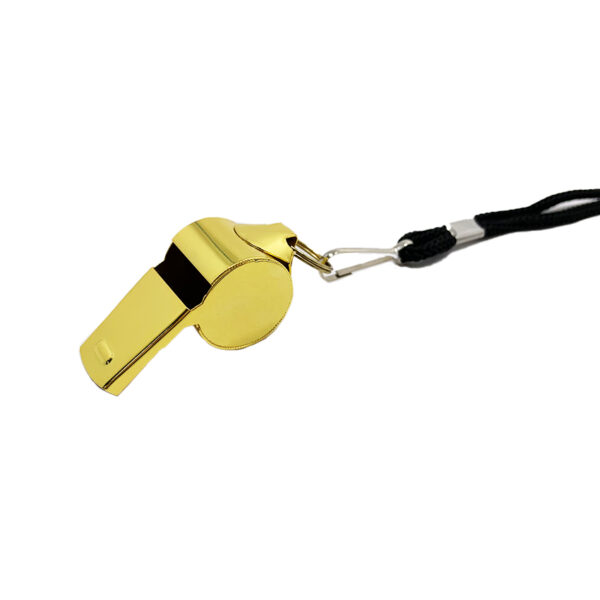 stainless steel referee whistle gold plating with black cord