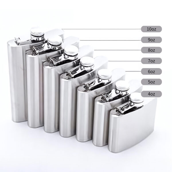 square wine flask in different capacities