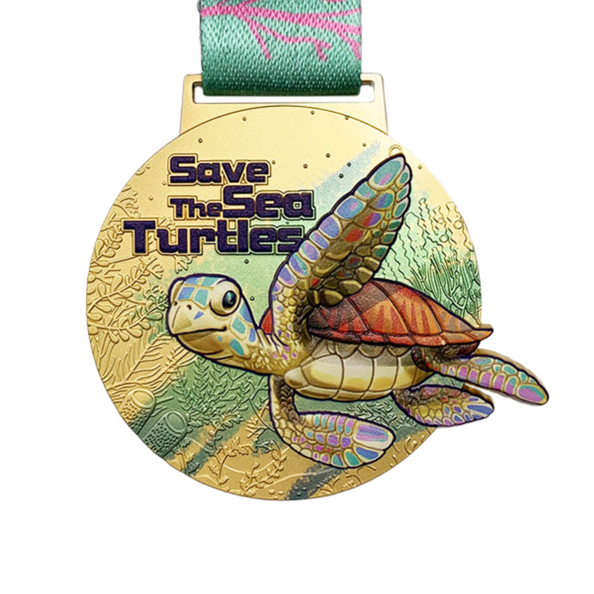 UV printing medal custom sea turtle logo