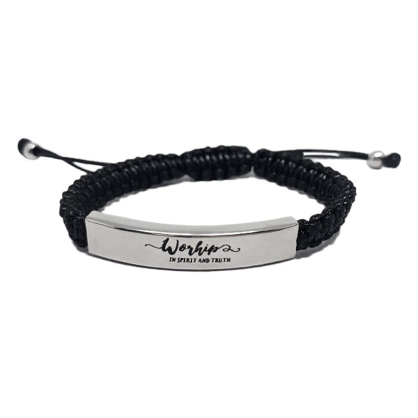 braided bracelet with a metal plate custom logo laser engraving