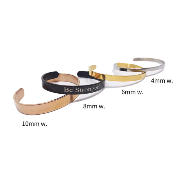 custom stainless steel cuff bracelet in different sizes and colors