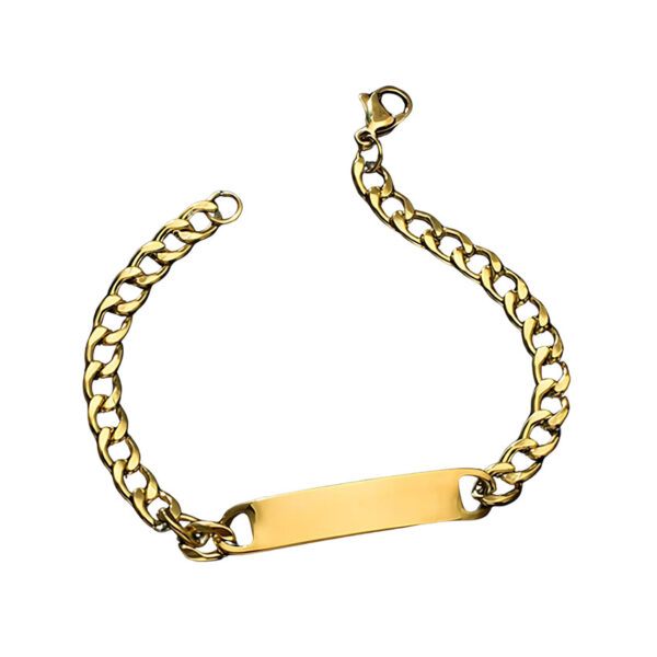 stainless steel bracelet with blank plate for men