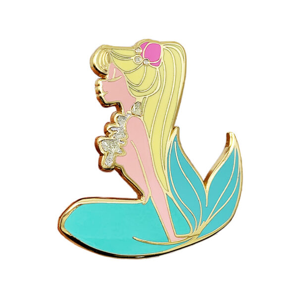 custom glitter lapel pin mermaid logo made from jin sheu