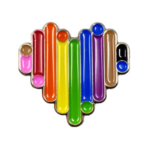 rainbow heart of LGBTQ lapel pin
