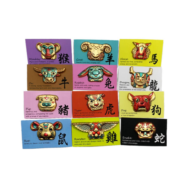 custom blind box chinese 12 zodiac metal lapel pin