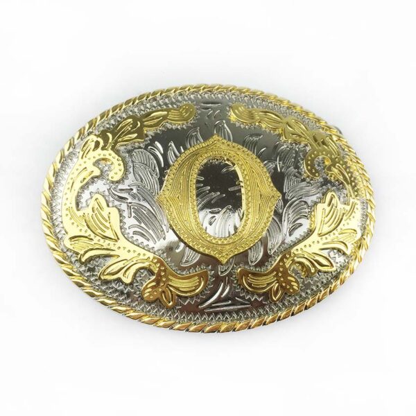 Two tone gold silver Western Belt Buckles with letter O
