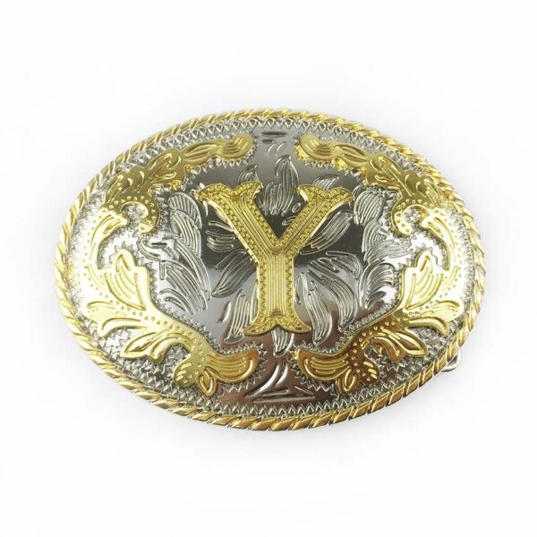 Two tone gold silver Western Belt Buckles with letter Y