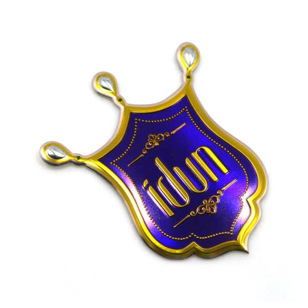purple custom aluminum nameplate crown shape