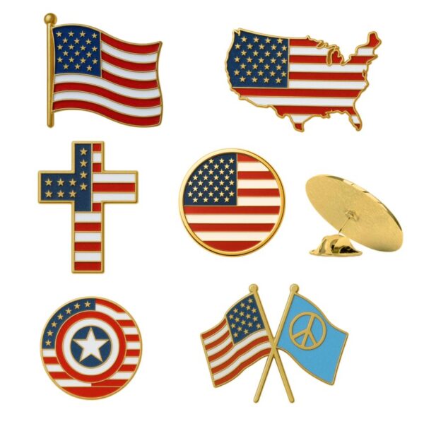 Custom United States flag pins set – enamel lapel pin manufacturer