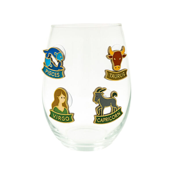 custom zodiac signs suction cup wine glass markers