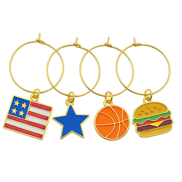 soft enamel custom america USA wine glass charm