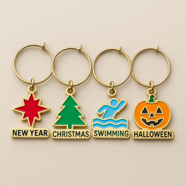 holiday logo personalized wine glass charm